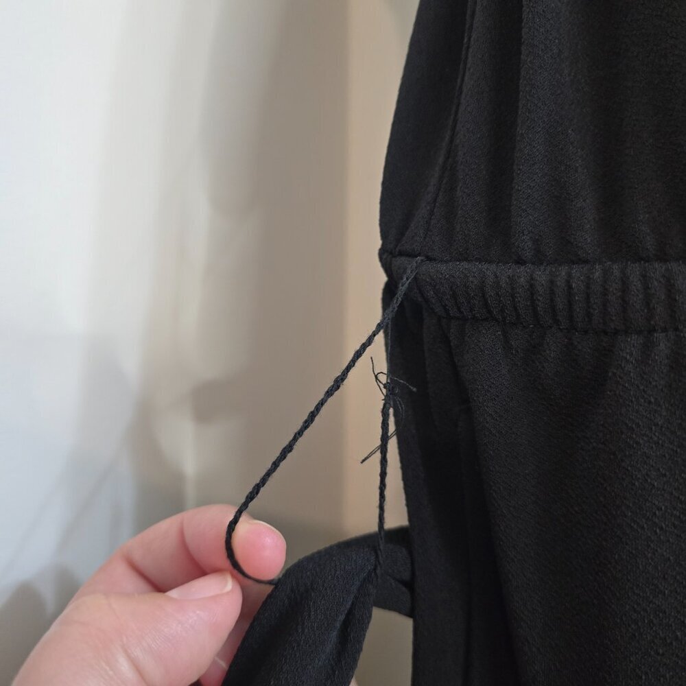 Lane Bryant Black Shorts Romper with Faux Wrap Detail and Belt - Picture 7 of 12